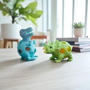 Pair of 3" Squeeze Ball Mesh Dinosaur Toys Anti Stress Dinosaurs